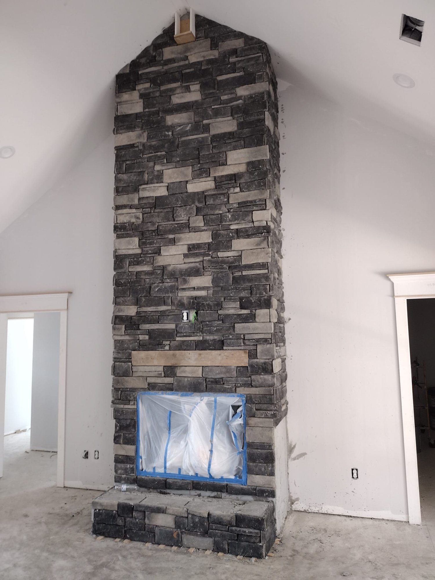 Floor to ceiling fireplace